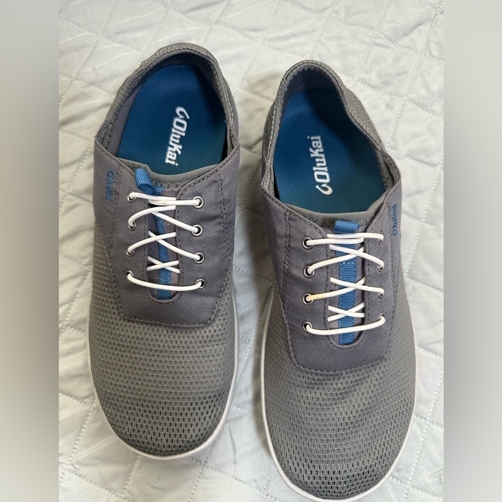 OluKai Gray and Blue Men's Sneakers size 9 - Picture 2 of 7